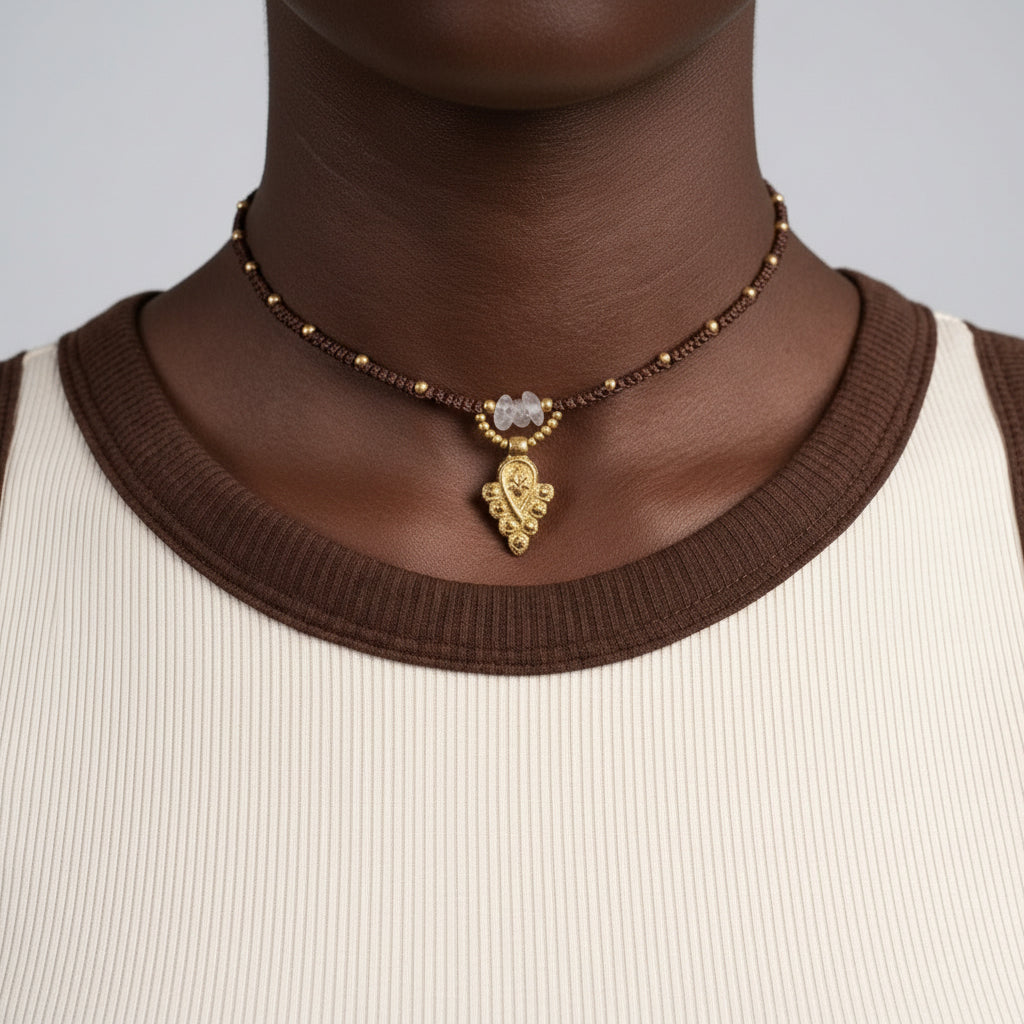 Necklace “Mala” with rose quartz