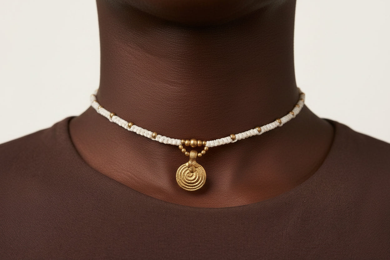 Necklace “Mala” with brass beads
