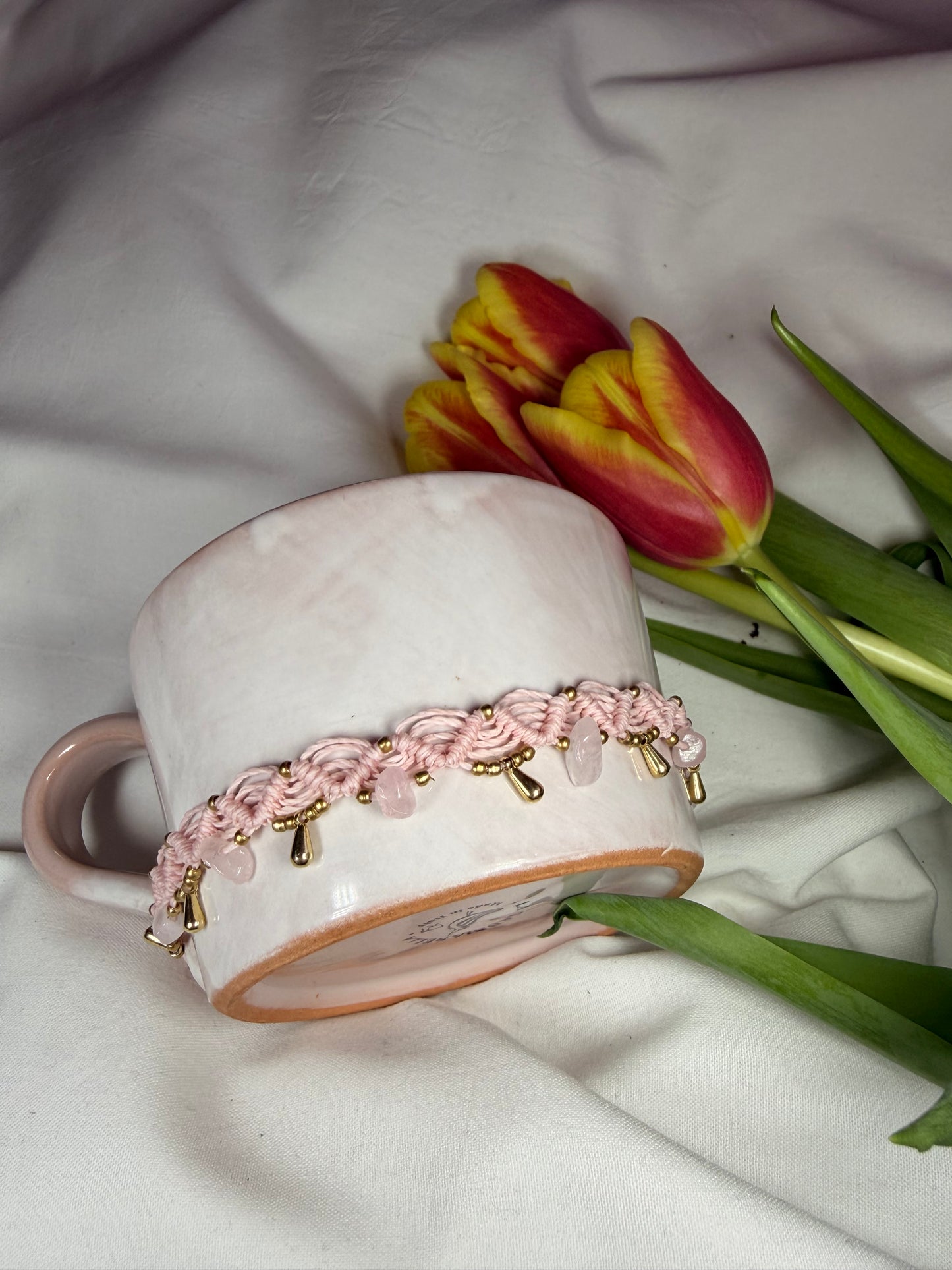 Anklet ”Maui” with pink quartz
