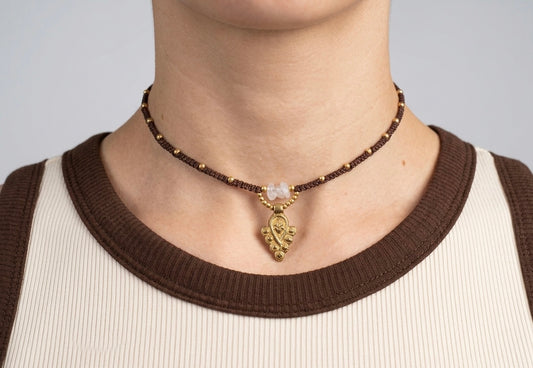 Necklace “Mala” with rose quartz