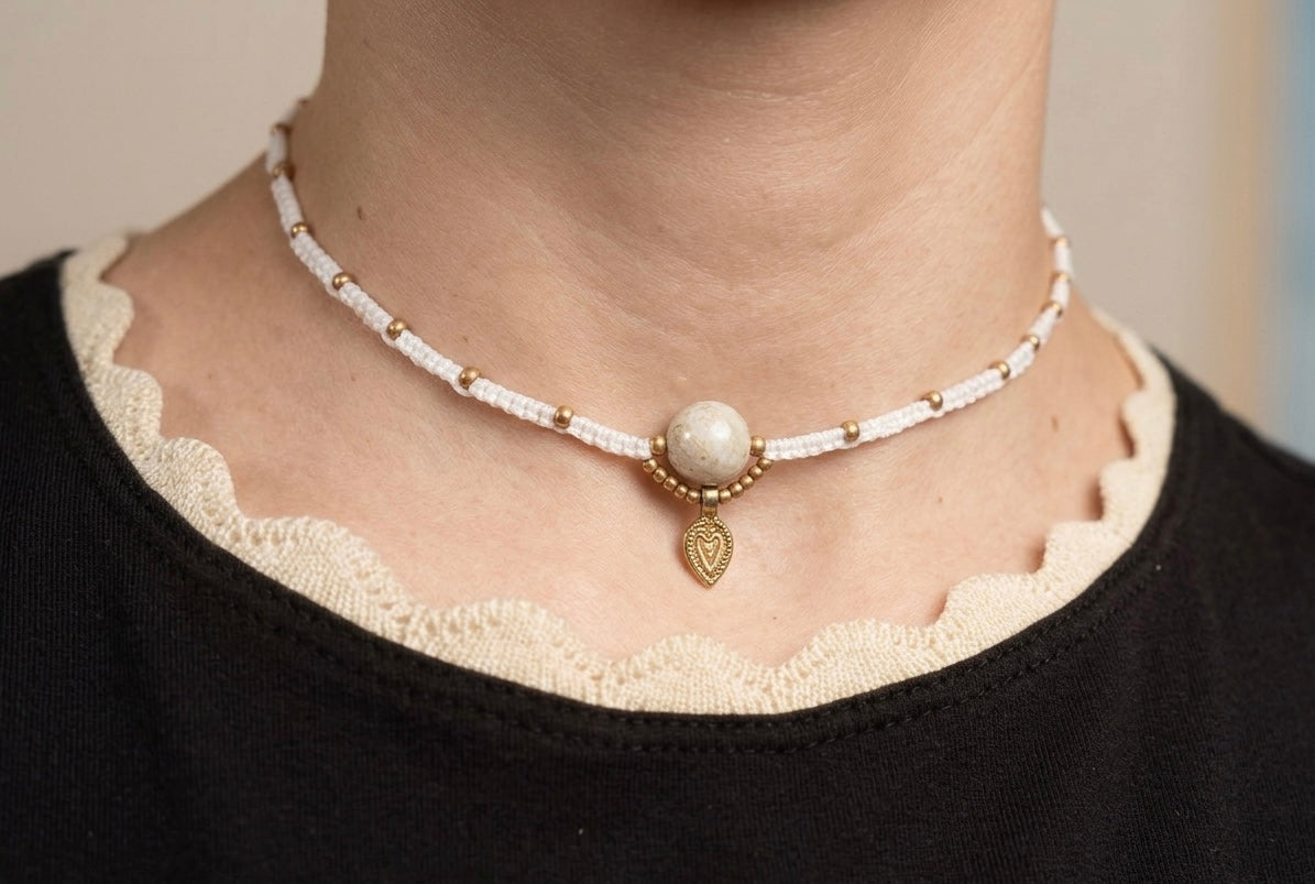 Necklace “Mala” with jade stone