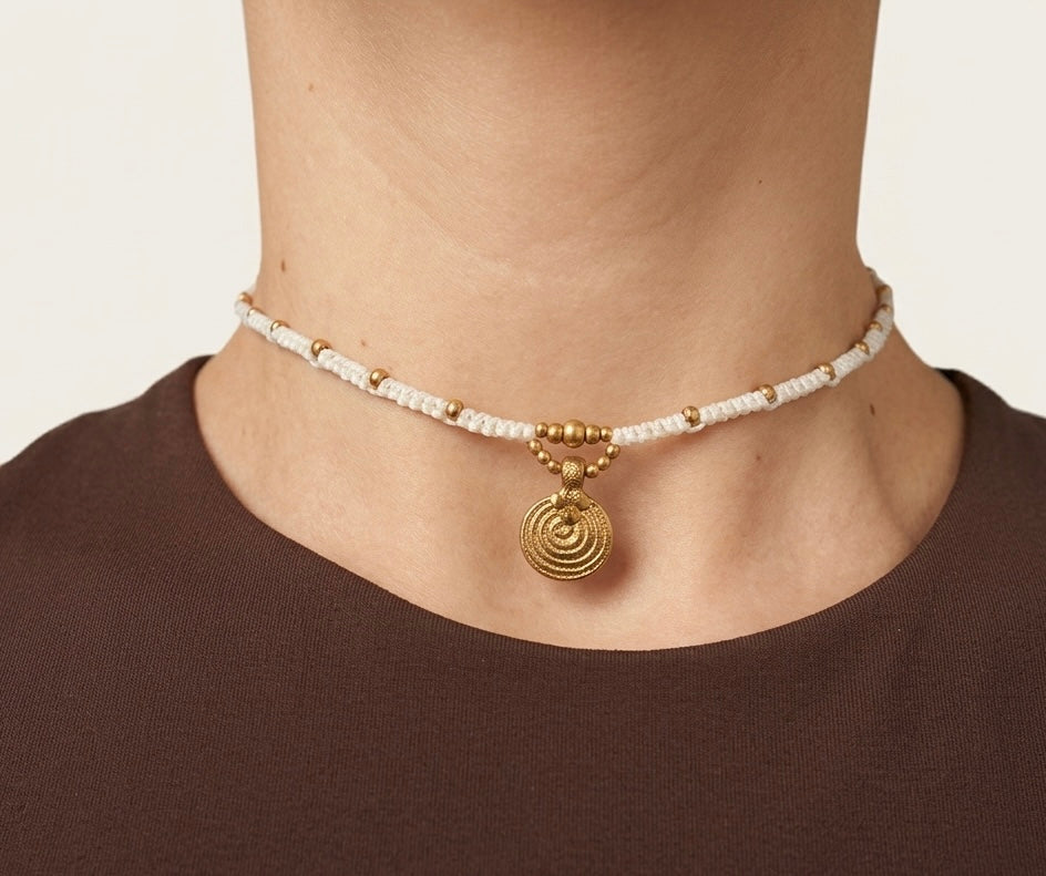 Necklace “Mala” with brass beads