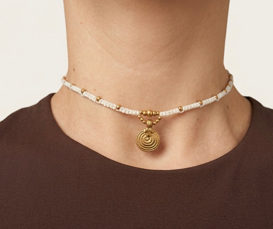 Necklace “Mala” with brass beads