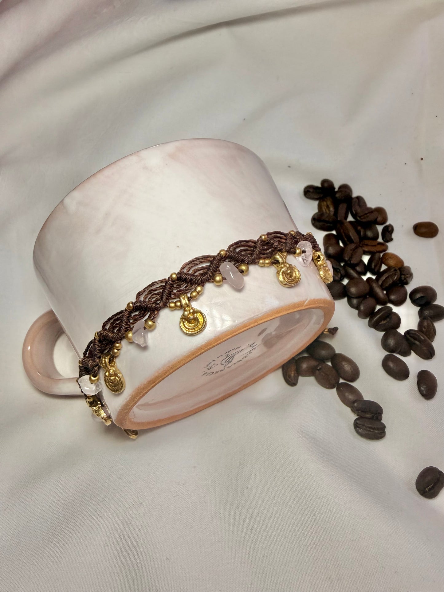 Anklet “Amira” with pink quartz