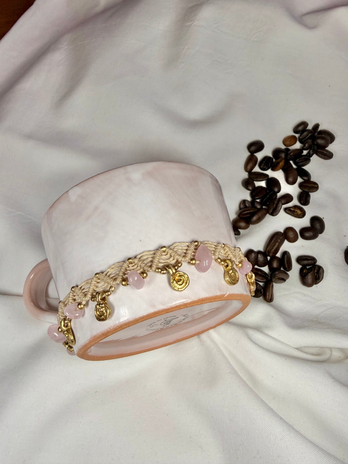 Anklet “Amira” with pink quartz