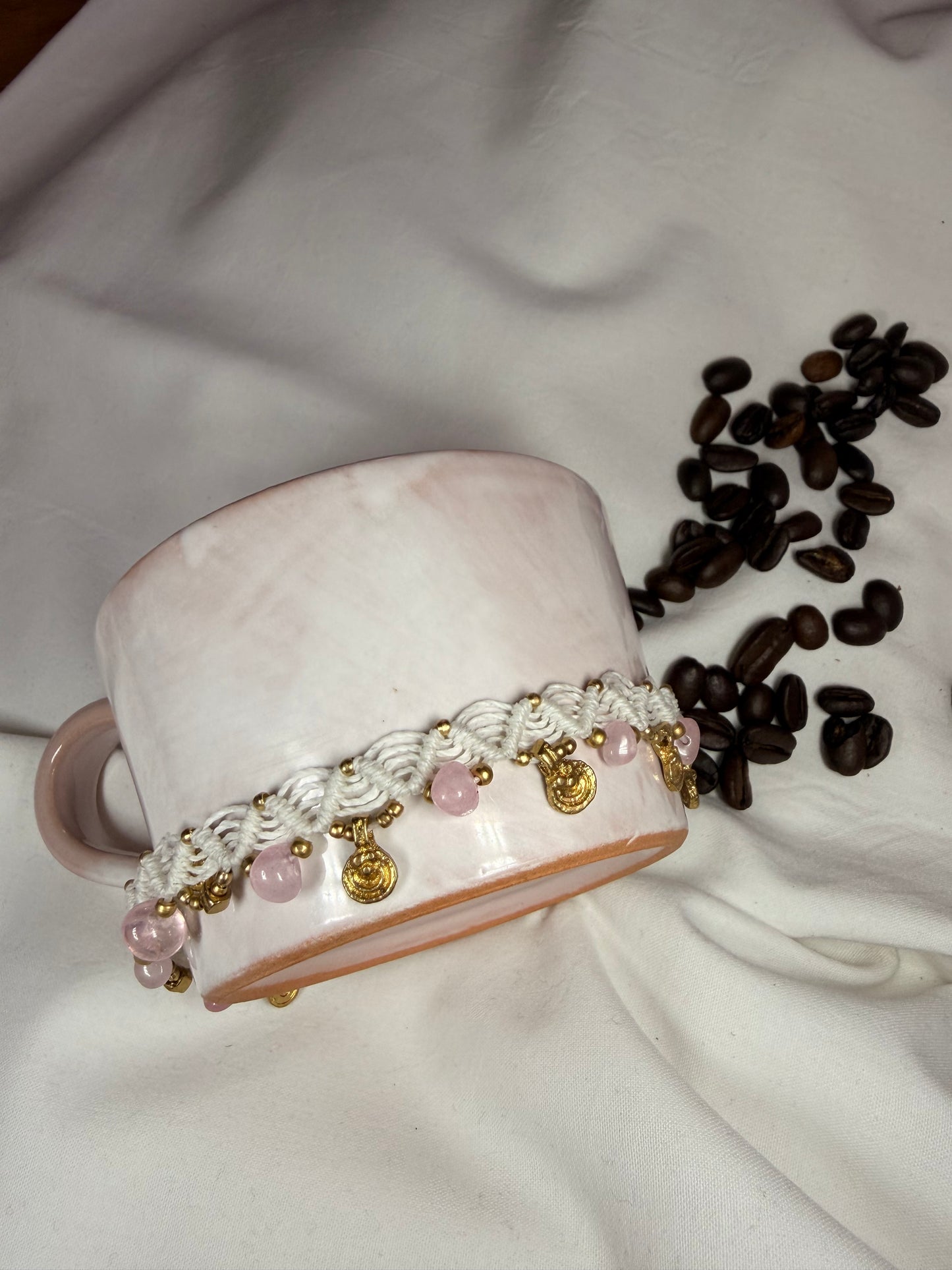 Anklet “Amira” with pink quartz