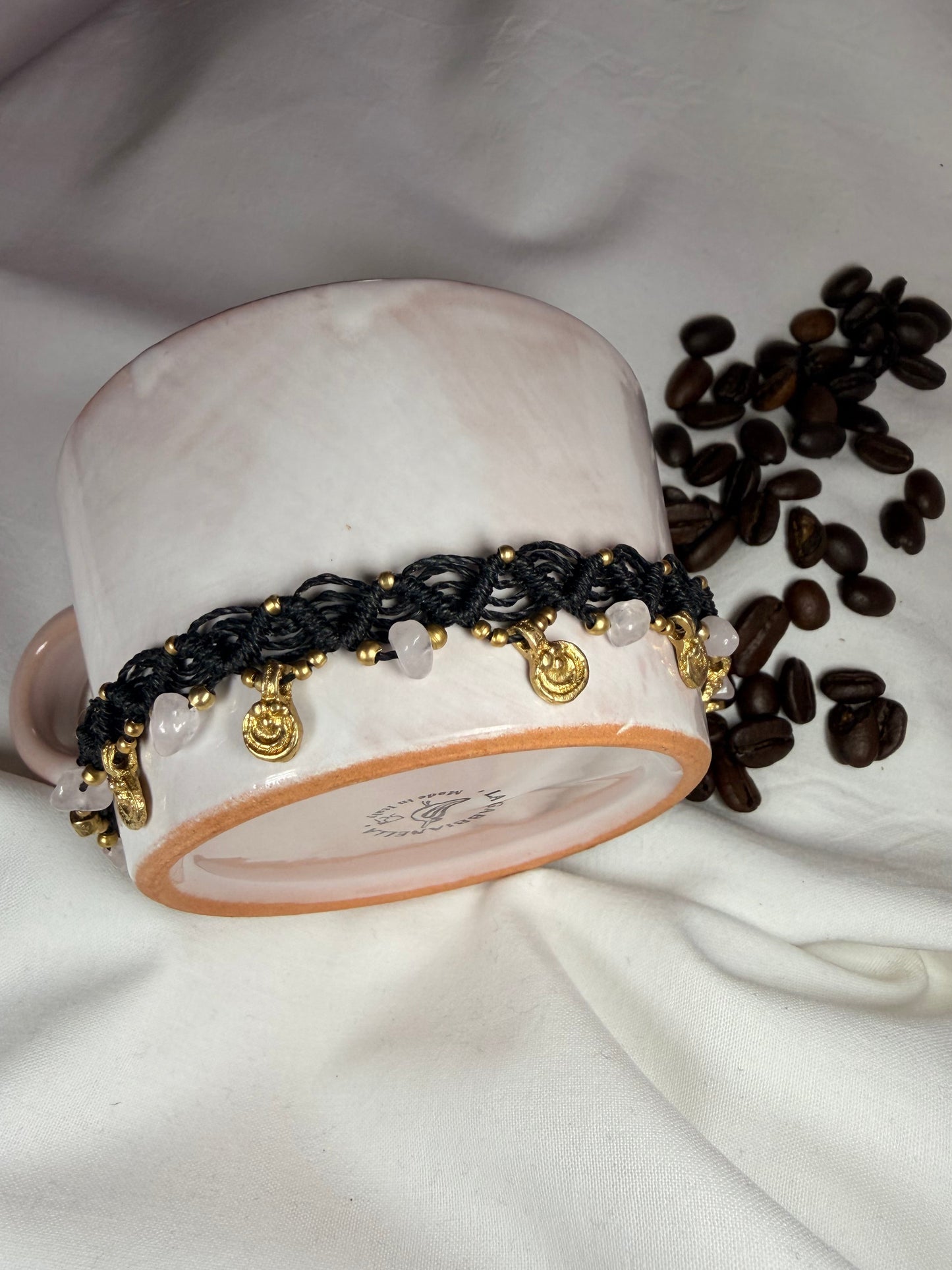 Anklet “Amira” with pink quartz